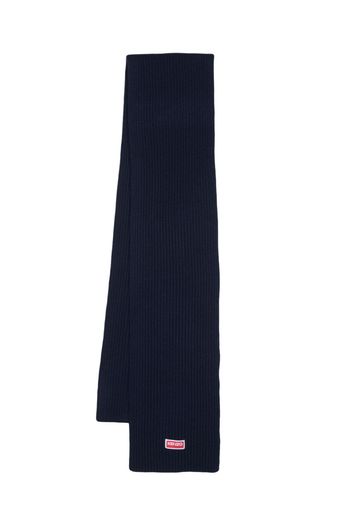 Kenzo logo-patch ribbed-knit scarf - Blu