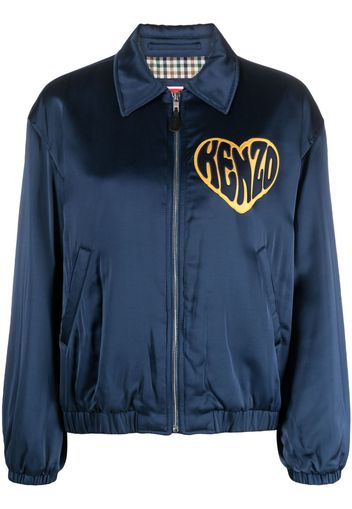 Kenzo heart-patch satin jacket - Blu