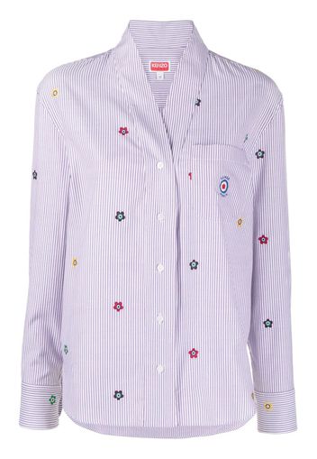 Kenzo striped Target-logo poplin shirt - Viola