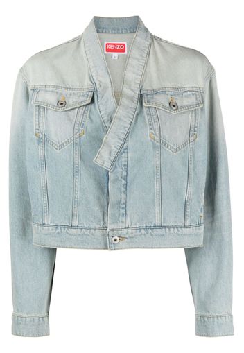 Kenzo faded-effect cropped denim jacket - Blu