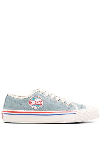 Kenzo logo-patch denim sneakers - Blu