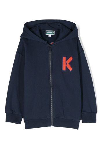 Kenzo Kids logo-patch zip-up jacket - Blu