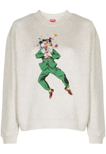 Kenzo cartoon-print cotton sweatshirt - Grigio