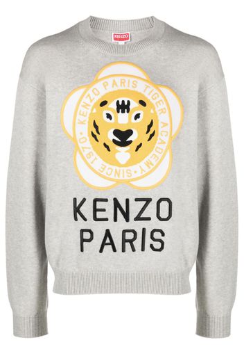Kenzo logo-patch wool-cotton sweatshirt - Grigio