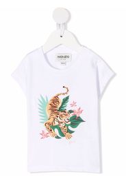 Kenzo Kids T-shirt Jungle Tiger con stampa - Bianco