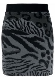 Kenzo tiger-print knitted skirt - Grigio