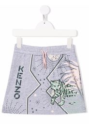 Kenzo Kids tiger-print drawstring-waist skirt - Grigio