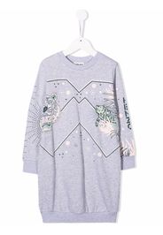 Kenzo Kids tiger-print logo dress - Grigio