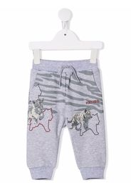 Kenzo Kids tiger stripe animal-print trackpants - Grigio