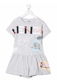 Kenzo Kids Tuta corta con stampa - Grigio