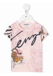 Kenzo Kids tiger-motif organic-cotton T-Shirt - Rosa