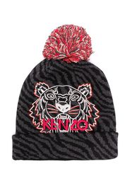 Kenzo Kids embroidered-logo pompom beanie - Grigio