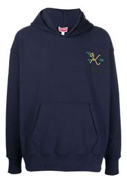 Kenzo logo embroidered hoodie - Blu