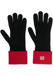 Kenzo logo-patch ribbed-knit gloves - Nero