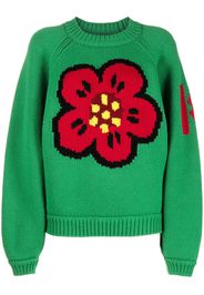 Kenzo Boke Flower motif embroidered sweater - Verde