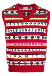 Kenzo V-neck fair isle-knit vest - Rosso