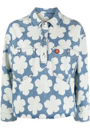 Kenzo Hana Dots-print denim polo shirt - Blu