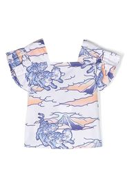 Kenzo Kids graphic-print square-neck top - Bianco