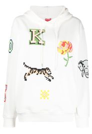 Kenzo graphic print drawstring hoodie - Bianco
