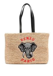Kenzo Elephant-embroidered tote bag - Toni neutri