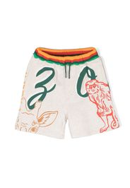 Kenzo Kids animal cartoon print shorts - Toni neutri