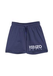 Kenzo Kids logo-print drawstring-waist shorts - Blu