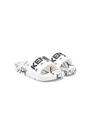 Kenzo Kids logo-print pool slides - Bianco