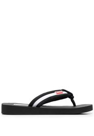 Kenzo logo-patch striped flip flops - Nero