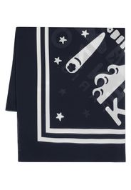 Kenzo logo-stamp printed bandana scarf - Blu