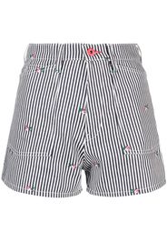 Kenzo striped embroidered high-waisted shorts - Bianco