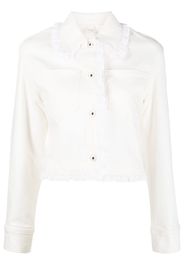 Kenzo broderie-anglaise cropped denim jacket - Toni neutri