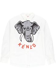 Kenzo Kenzo Elephant-print tie-detail shirt - Bianco