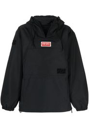 Kenzo logo-patch hooded windbreaker - Nero