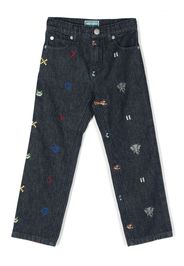 Kenzo Kids Jeans dritti con ricamo - Blu