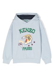 Kenzo Kids logo-print hoodie - Blu