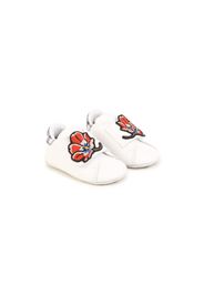 Kenzo Kids floral-patch touch-strap slippers - Bianco