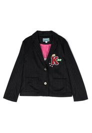 Kenzo Kids logo-embroidered flannel blazer - Blu