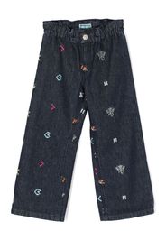 Kenzo Kids Pantaloni dritti con ricamo - Blu