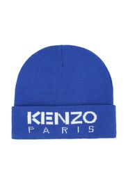 Kenzo Kids intarsia-knit logo beanie - Blu