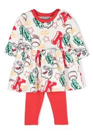 Kenzo Kids logo varsity-print dress set - Toni neutri