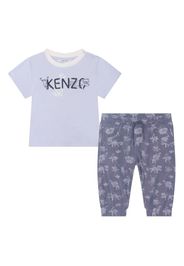 Kenzo Kids logo-print organic cotton tracksuit set - Blu