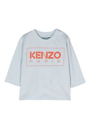 Kenzo Kids logo-print long-sleeve T-shirt - Blu