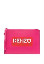 Kenzo logo-print leather clutch bag - Rosa