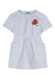 Kenzo Kids logo-embroidered striped A-line dress - Blu