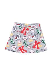 Kenzo Kids Varsity Tiger-print drawstring skirt - Grigio