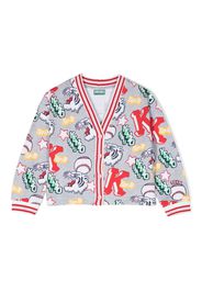 Kenzo Kids Varsity Tiger-print cardigan - Grigio