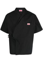 Kenzo logo-patch cotton kimono shirt - Nero