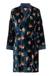 Kenzo Mantel rose-print velvet coat - Blu
