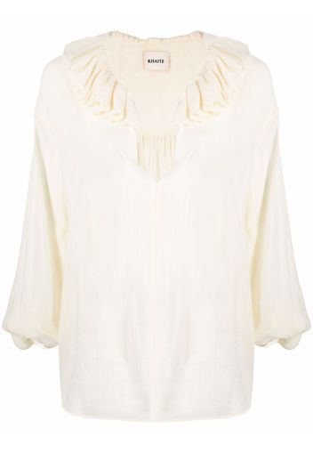 KHAITE ruffled neck blouse - Toni neutri