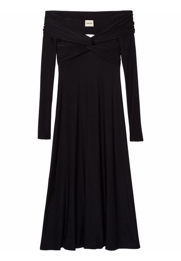 KHAITE Abito midi con spalle scoperte Cerna - Nero